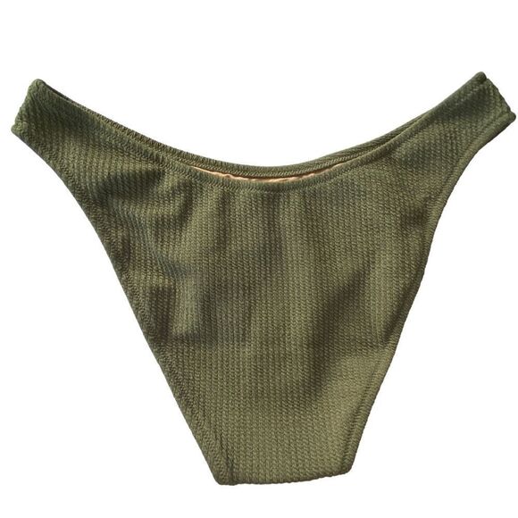 J Crew Surplus Green Olive Textured High Rise Cheeky Bikini Bottom Sz XL NWT - Picture 6 of 14